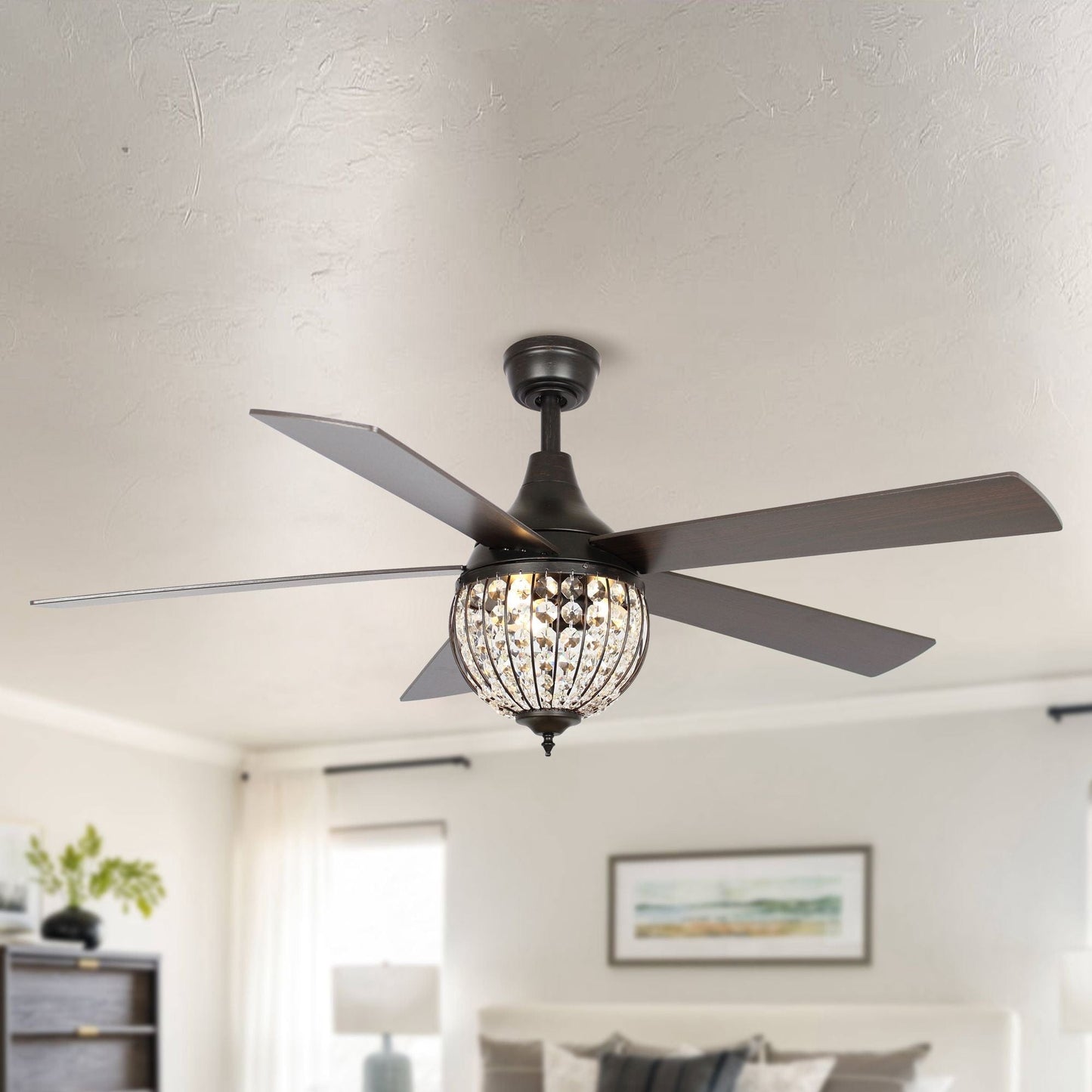 Parrot Uncle 52" Varanasi Farmhouse Downrod Mount Ceiling Fan with Lighting and Remote Control