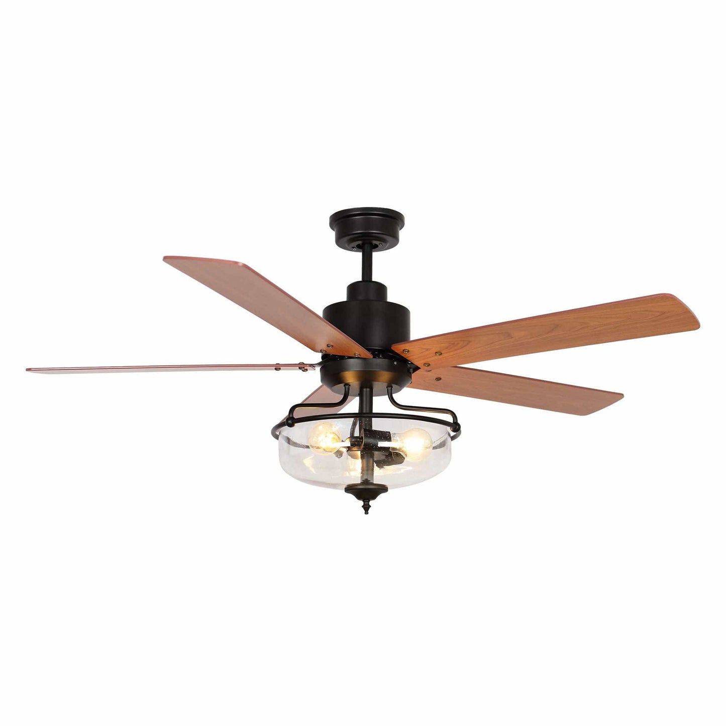 Parrot Uncle 52" Mumbai Industrial Downrod Mount Reversible Ceiling Fan with Lighting and Remote Control