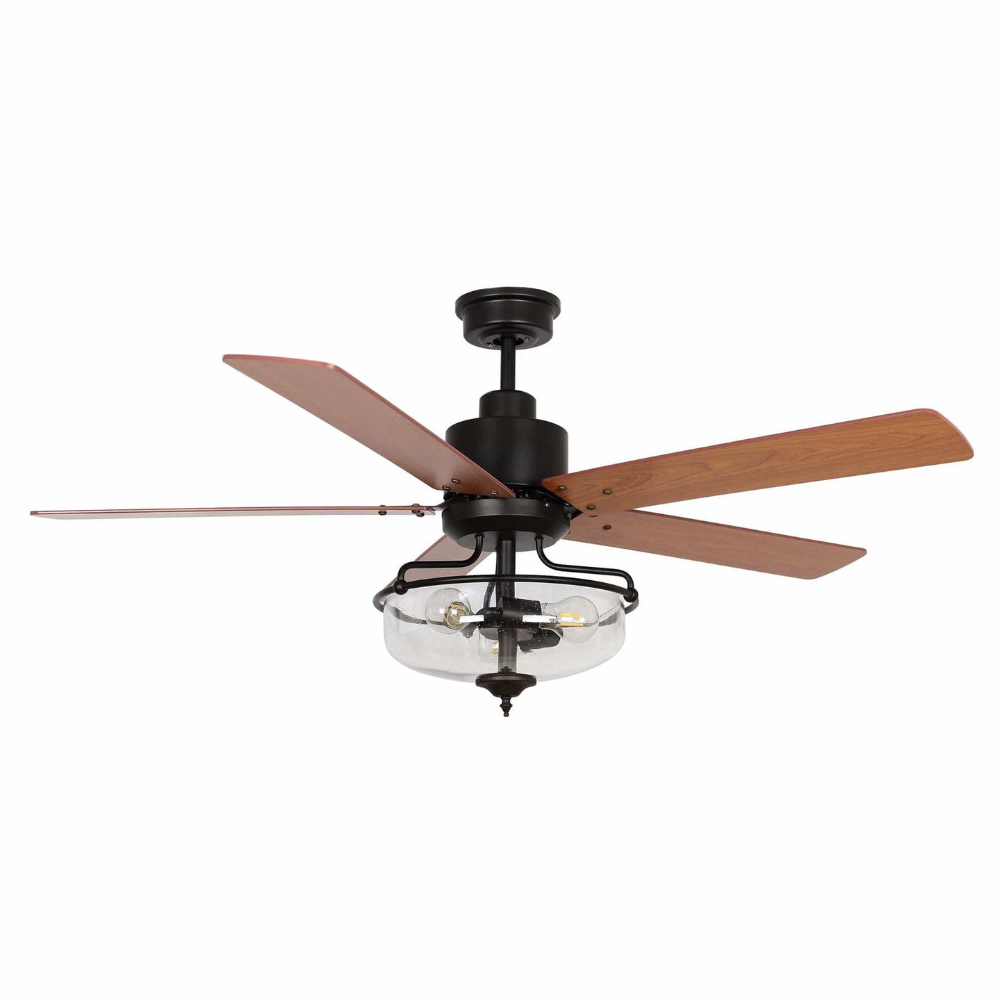 Parrot Uncle 52" Mumbai Industrial Downrod Mount Reversible Ceiling Fan with Lighting and Remote Control