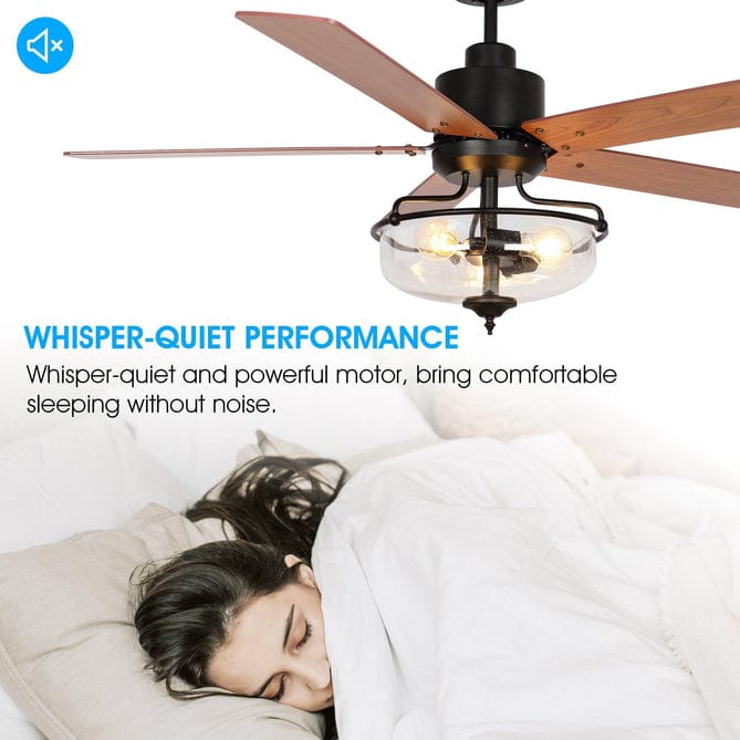 Parrot Uncle 52" Mumbai Industrial Downrod Mount Reversible Ceiling Fan with Lighting and Remote Control