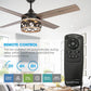 Parrot Uncle 52" Kashmir Farmhouse Downrod Mount Reversible Ceiling Fan with Lighting and Remote Control