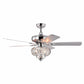 Parrot Uncle 50" Modern Chrome Downrod Mount Reversible Crystal Ceiling Fan with Lighting and Remote Control
