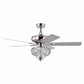 Parrot Uncle 50" Modern Chrome Downrod Mount Reversible Crystal Ceiling Fan with Lighting and Remote Control