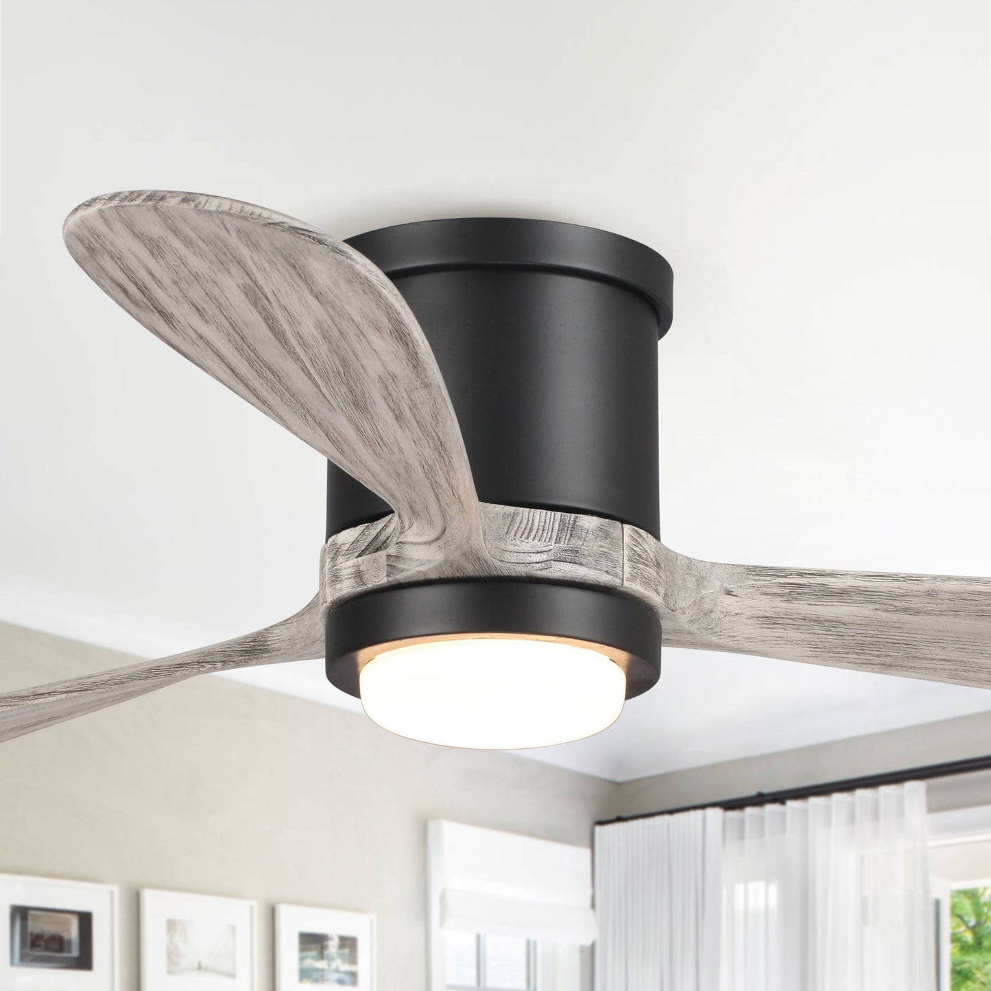 Parrot Uncle 52" Anyan Modern Flush Mount Reversible Ceiling Fan with Lighting and Remote Control