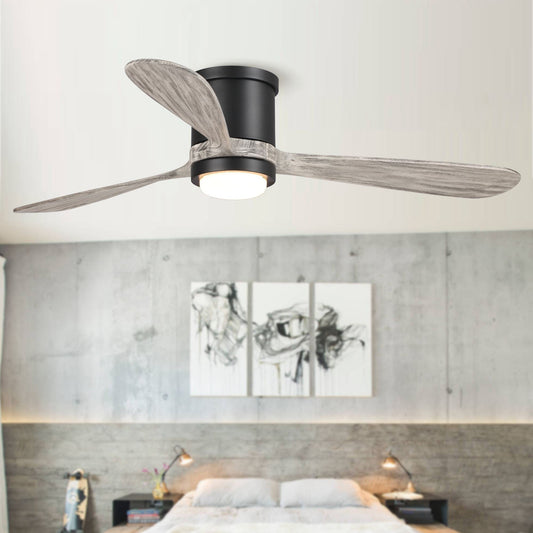 Parrot Uncle 52" Anyan Modern Flush Mount Reversible Ceiling Fan with Lighting and Remote Control
