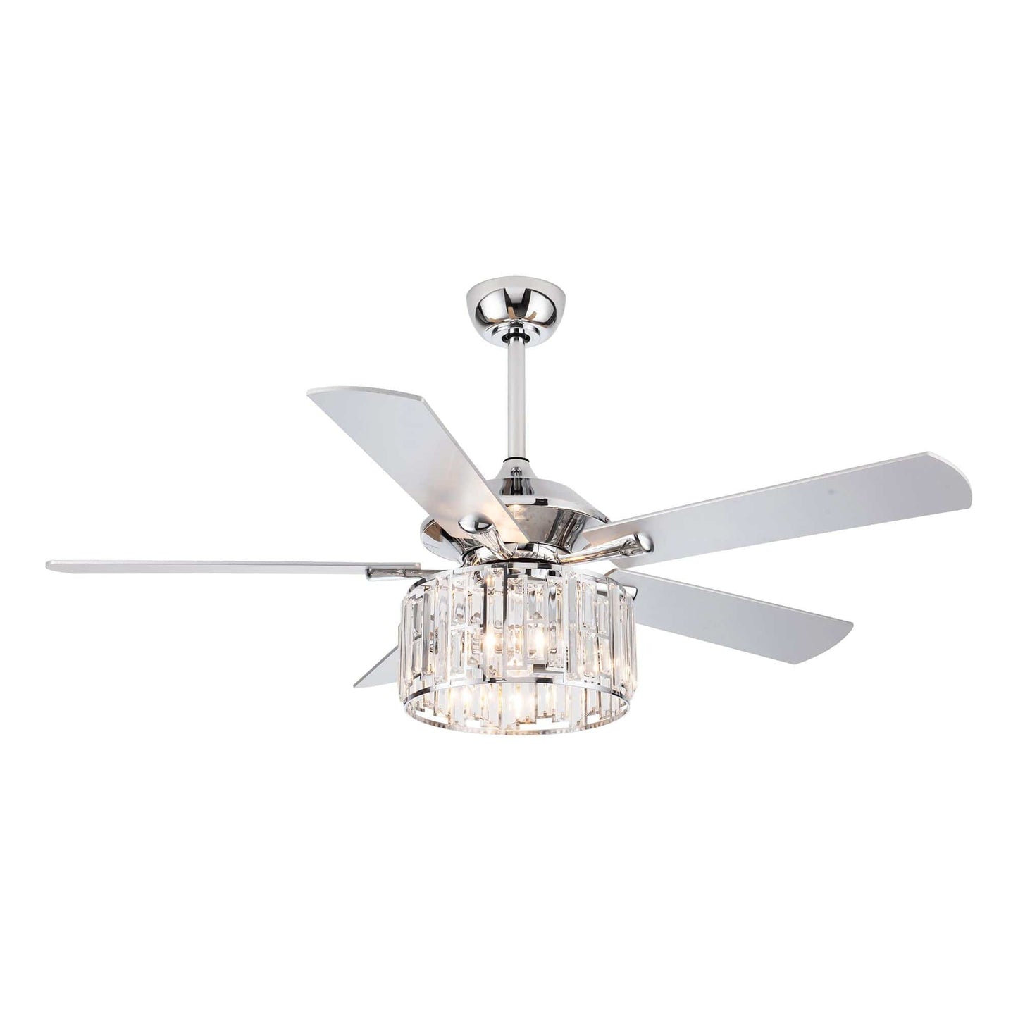 Parrot Uncle 52" Shellie Modern Chrome Downrod Mount Reversible Ceiling Fan with Lighting and Remote Control