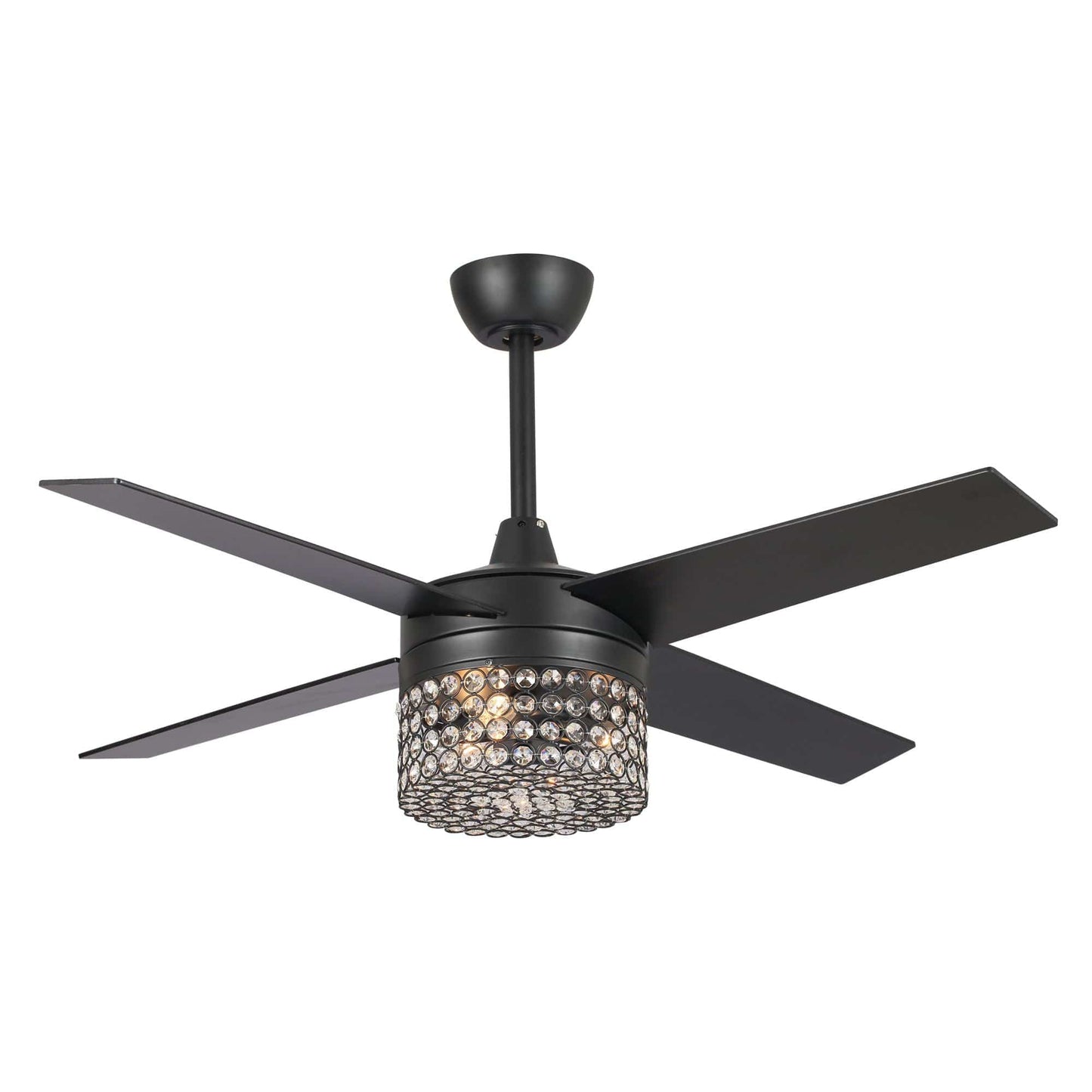 Parrot Uncle 48" Pune Modern Downrod Mount Reversible Crystal Ceiling Fan with Lighting and Remote Control