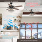 Parrot Uncle 52" Walnut Modern Downrod Mount Reversible Crystal Ceiling Fan with Lighting and Remote Control