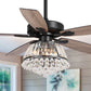 Parrot Uncle 52" Walnut Modern Downrod Mount Reversible Crystal Ceiling Fan with Lighting and Remote Control