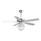 Parrot Uncle 52" Kashmir Modern Chrome Downrod Mount Reversible Crystal Ceiling Fan with Lighting and Remote Control