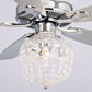 Parrot Uncle 52" Kashmir Modern Chrome Downrod Mount Reversible Crystal Ceiling Fan with Lighting and Remote Control