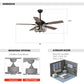 Parrot Uncle 52" Vaughn Industrial Downrod Mount Reversible Crystal Ceiling Fan with Lighting and Remote Control