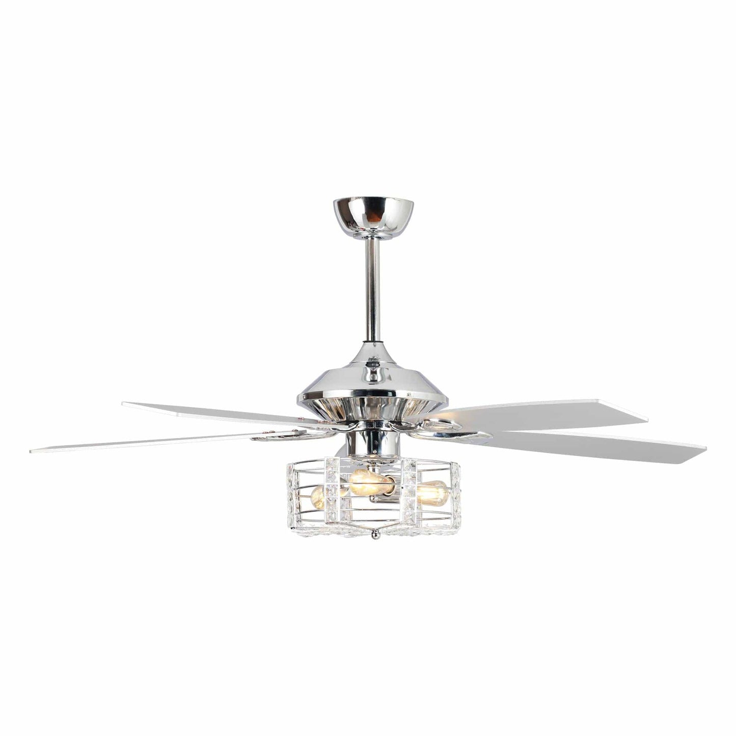 Parrot Uncle 52" Vaughn Industrial Downrod Mount Reversible Crystal Ceiling Fan with Lighting and Remote Control