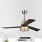 Parrot Uncle 52" Farmhouse Satin Nickel Downrod Mount Reversible Crystal Ceiling Fan with Lighting and Remote Control