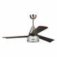 Parrot Uncle 52" Farmhouse Satin Nickel Downrod Mount Reversible Crystal Ceiling Fan with Lighting and Remote Control