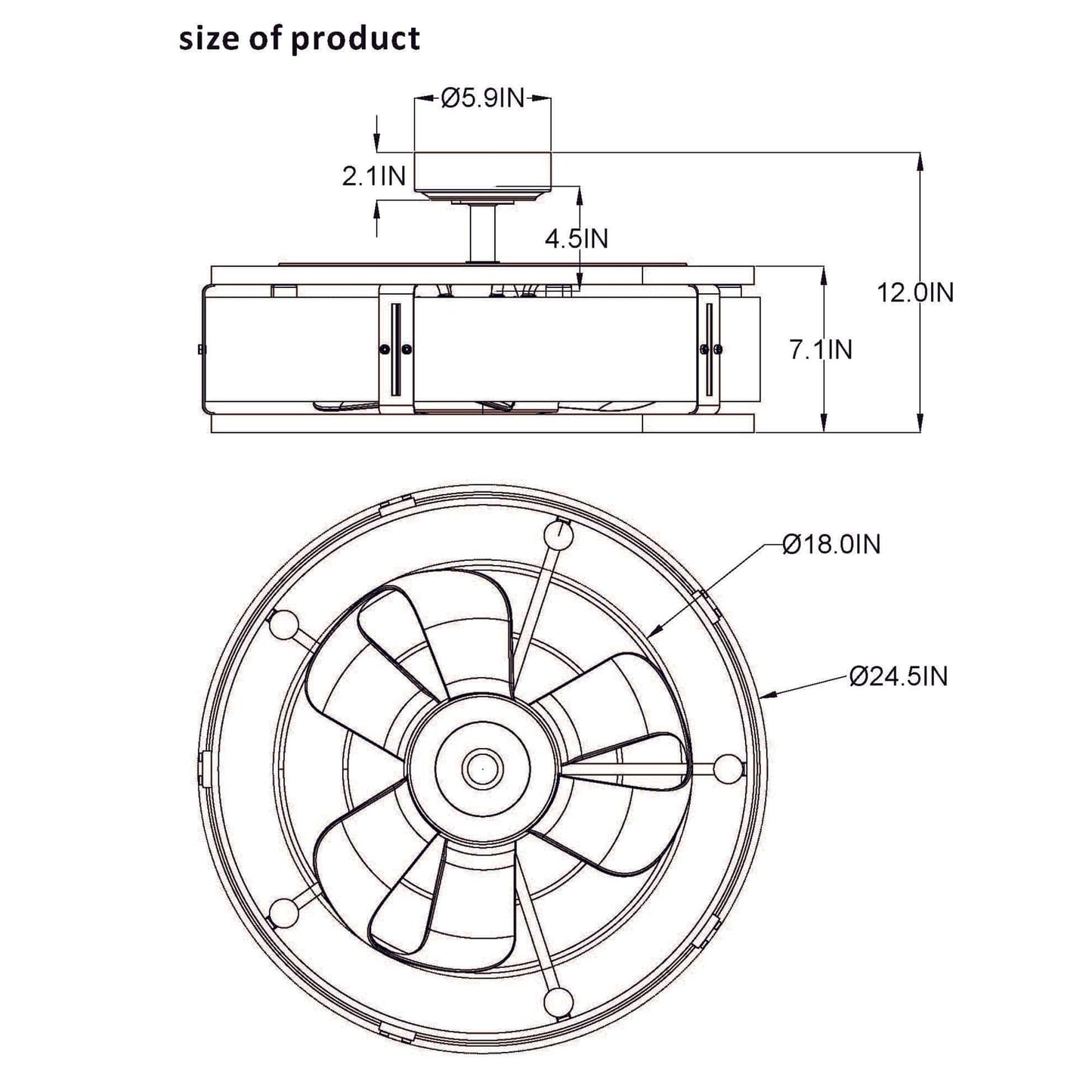 Parrot Uncle 25" Modern DC Motor Downrod Mount Reversible Ceiling Fan with Lighting and Remote Control