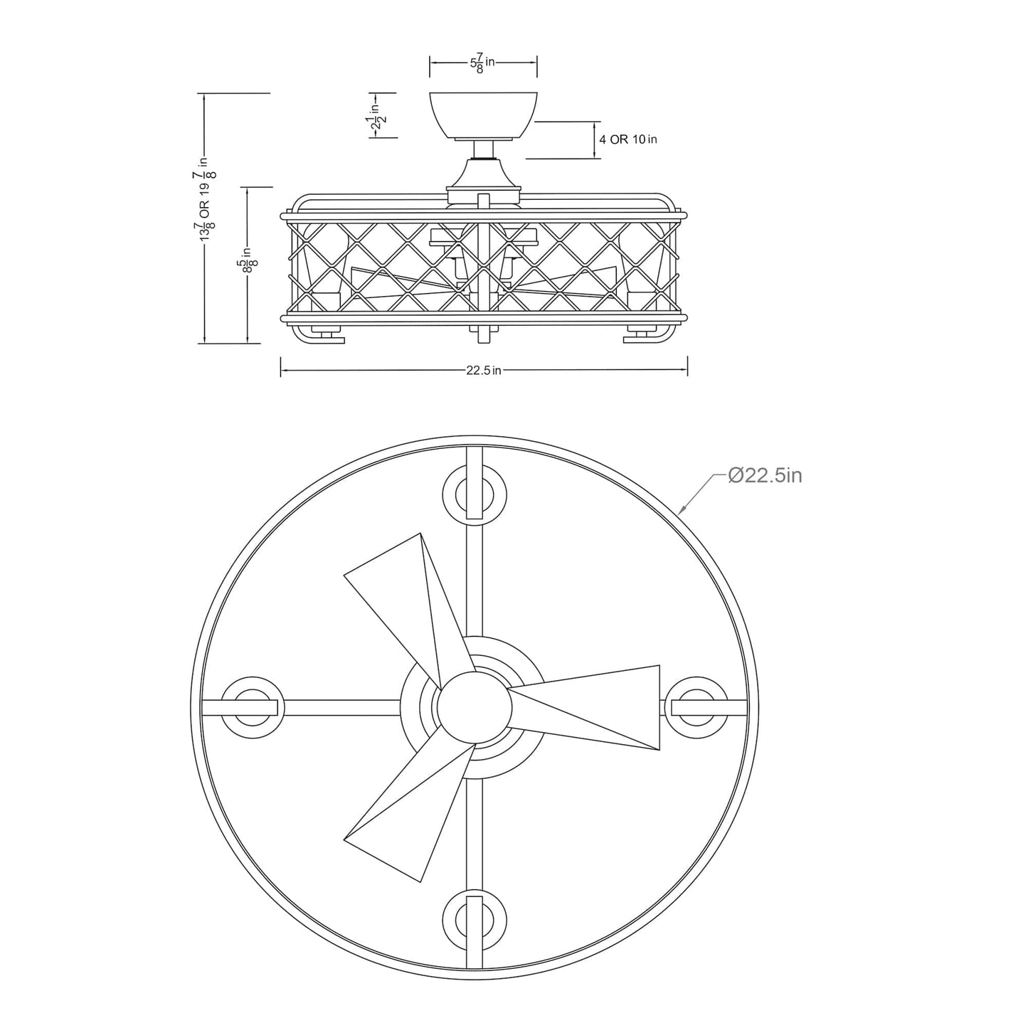 Parrot Uncle 22" Industrial Downrod Mount Reversible Ceiling Fan with Lighting and Remote Control