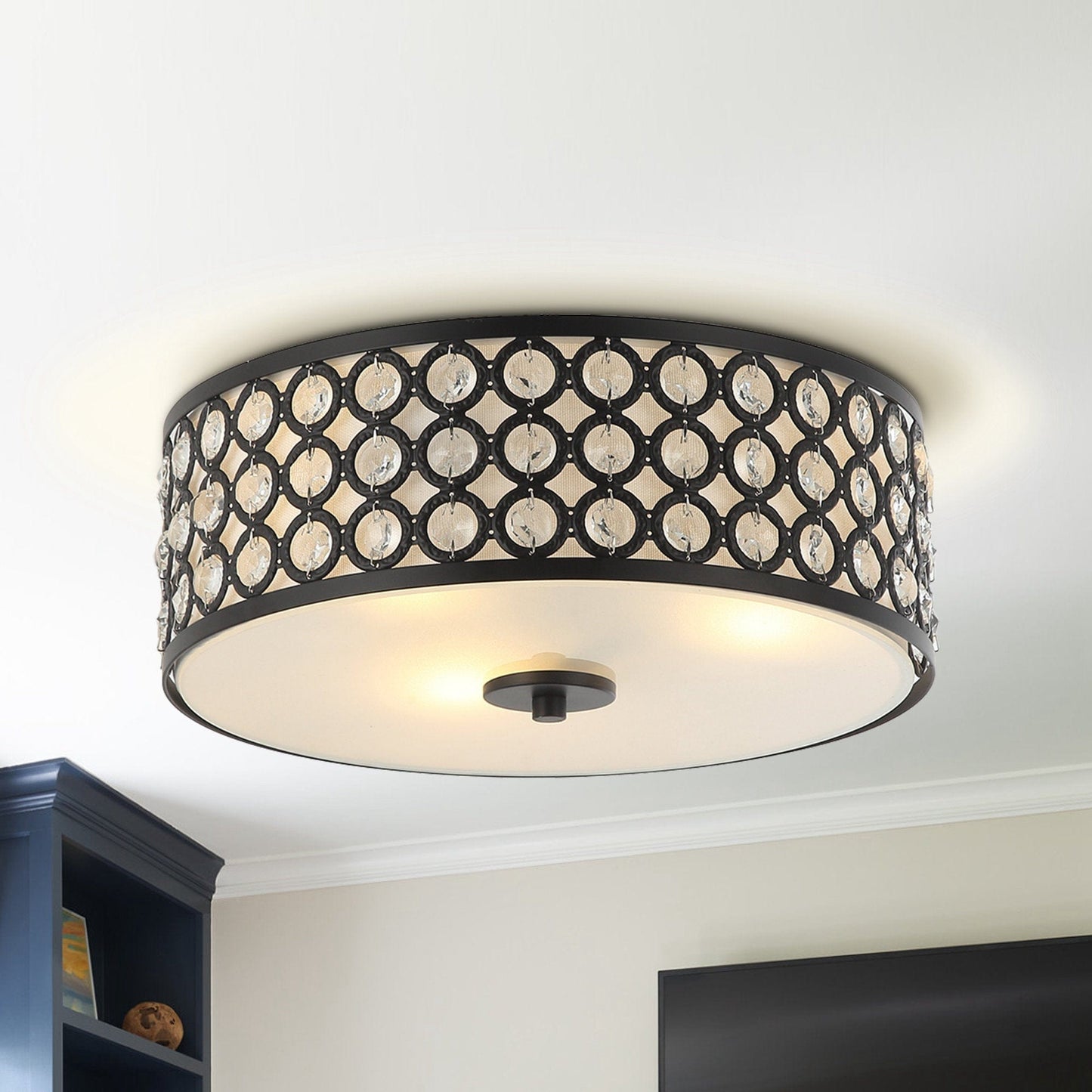 3-Light Modern LED Flush Mount Light with Crystal