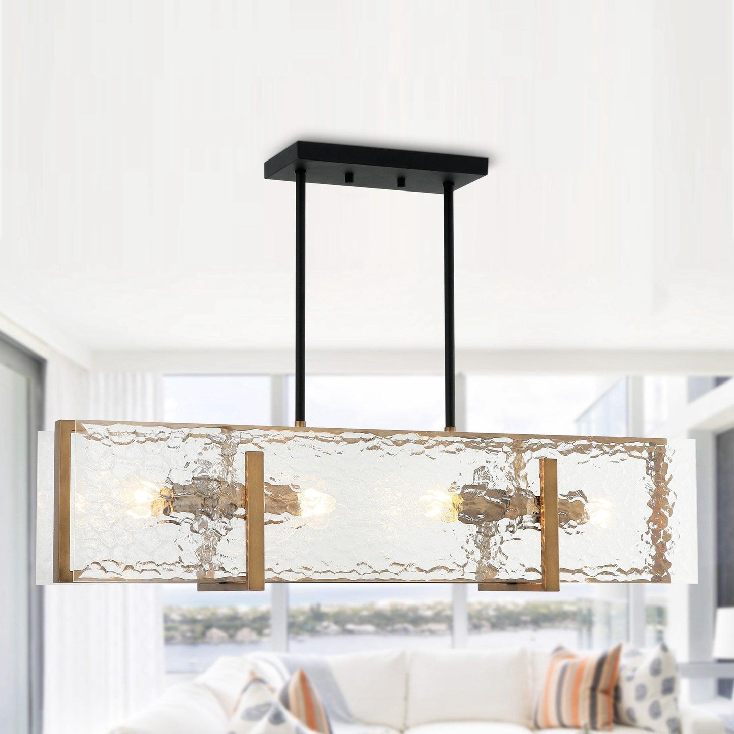 4-light Modern Chandelier Rectangle Light