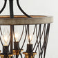 4-Light Wood Pendant Traditional Light