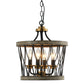 4-Light Wood Pendant Traditional Light