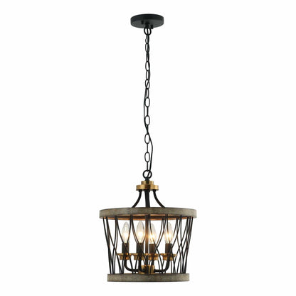 4-Light Wood Pendant Traditional Light