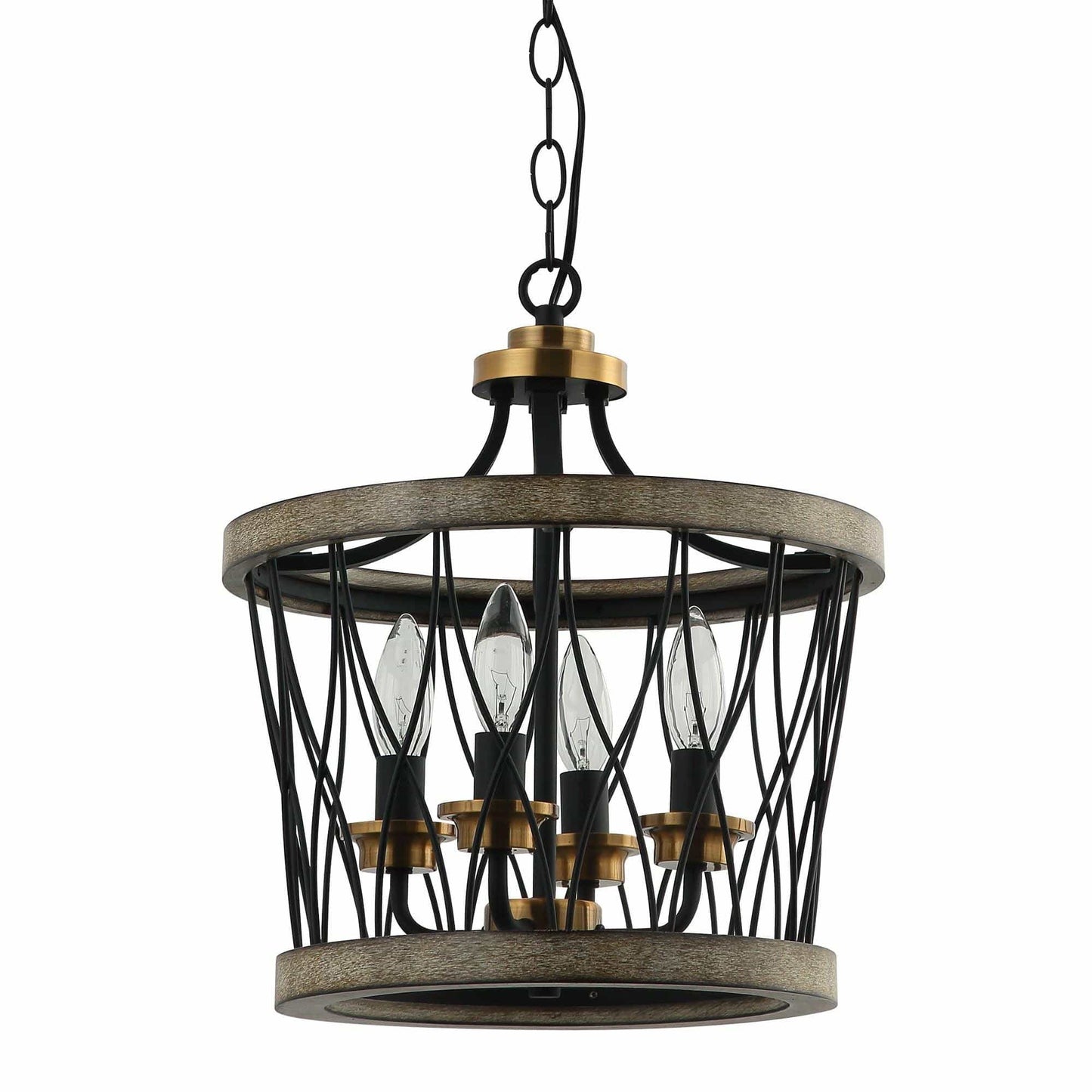 4-Light Wood Pendant Traditional Light