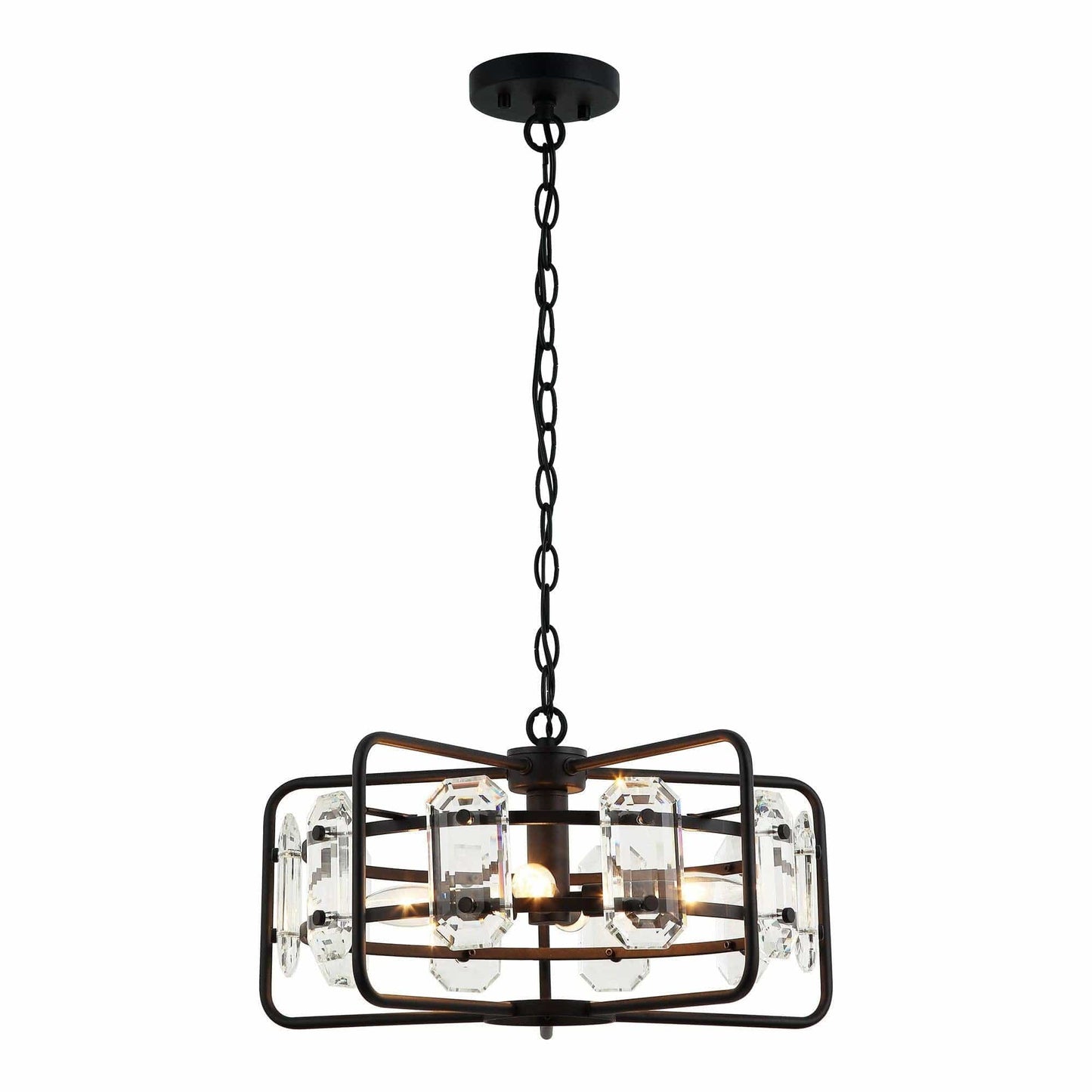 4-Light Golden/Black Modern Crystal Pendant Light