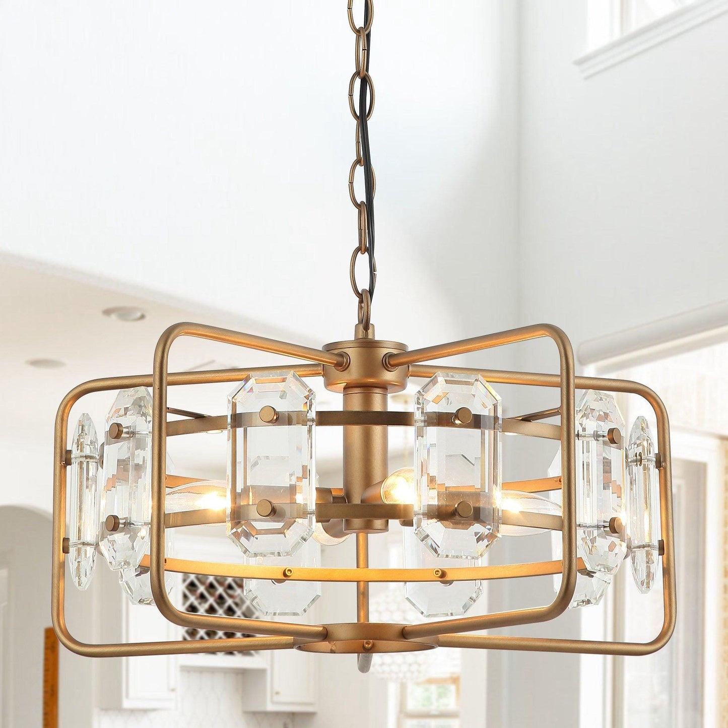 4-Light Golden/Black Modern Crystal Pendant Light