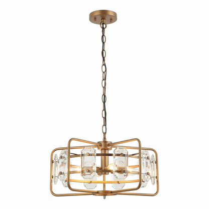 4-Light Golden/Black Modern Crystal Pendant Light