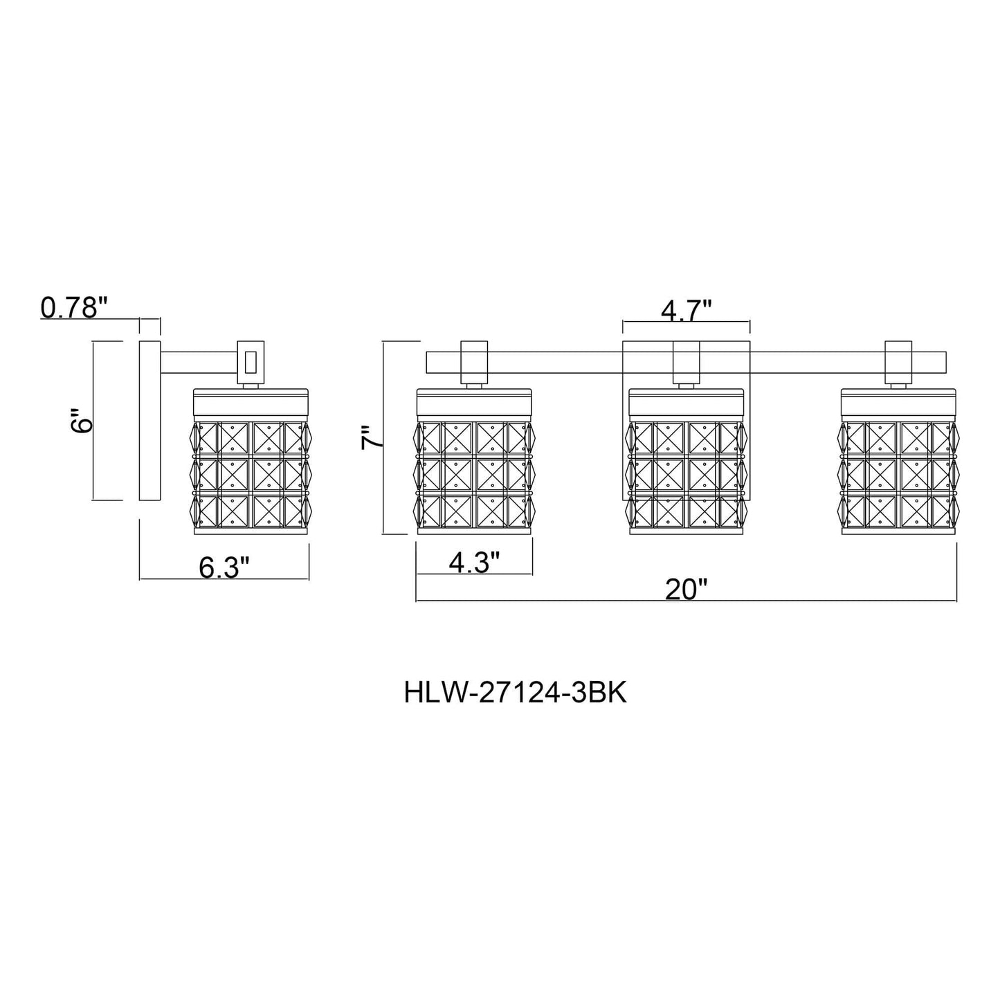 Modern 3-Light Black Wall Light