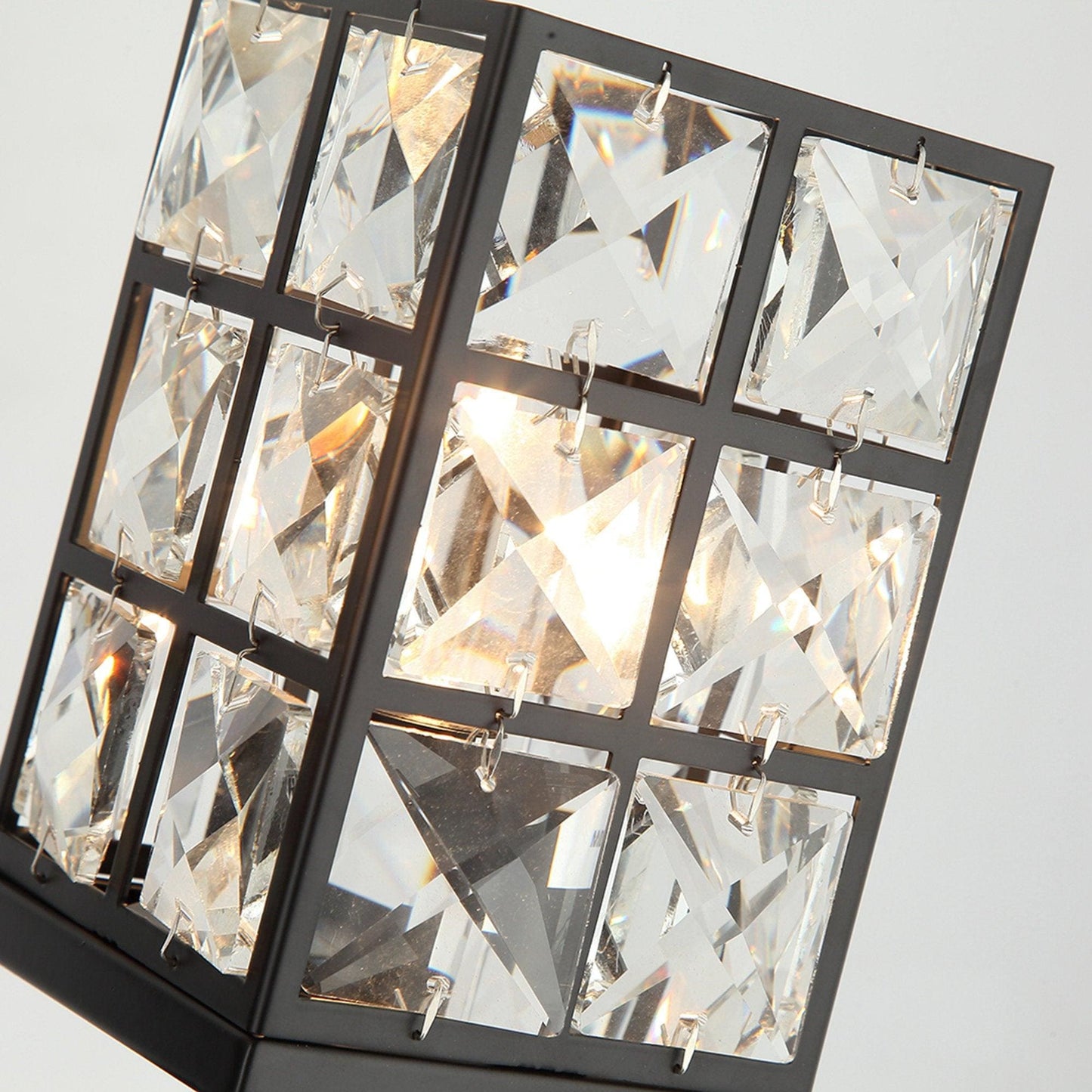 Modern 3-Light Black Wall Sconce with Crystal Shade