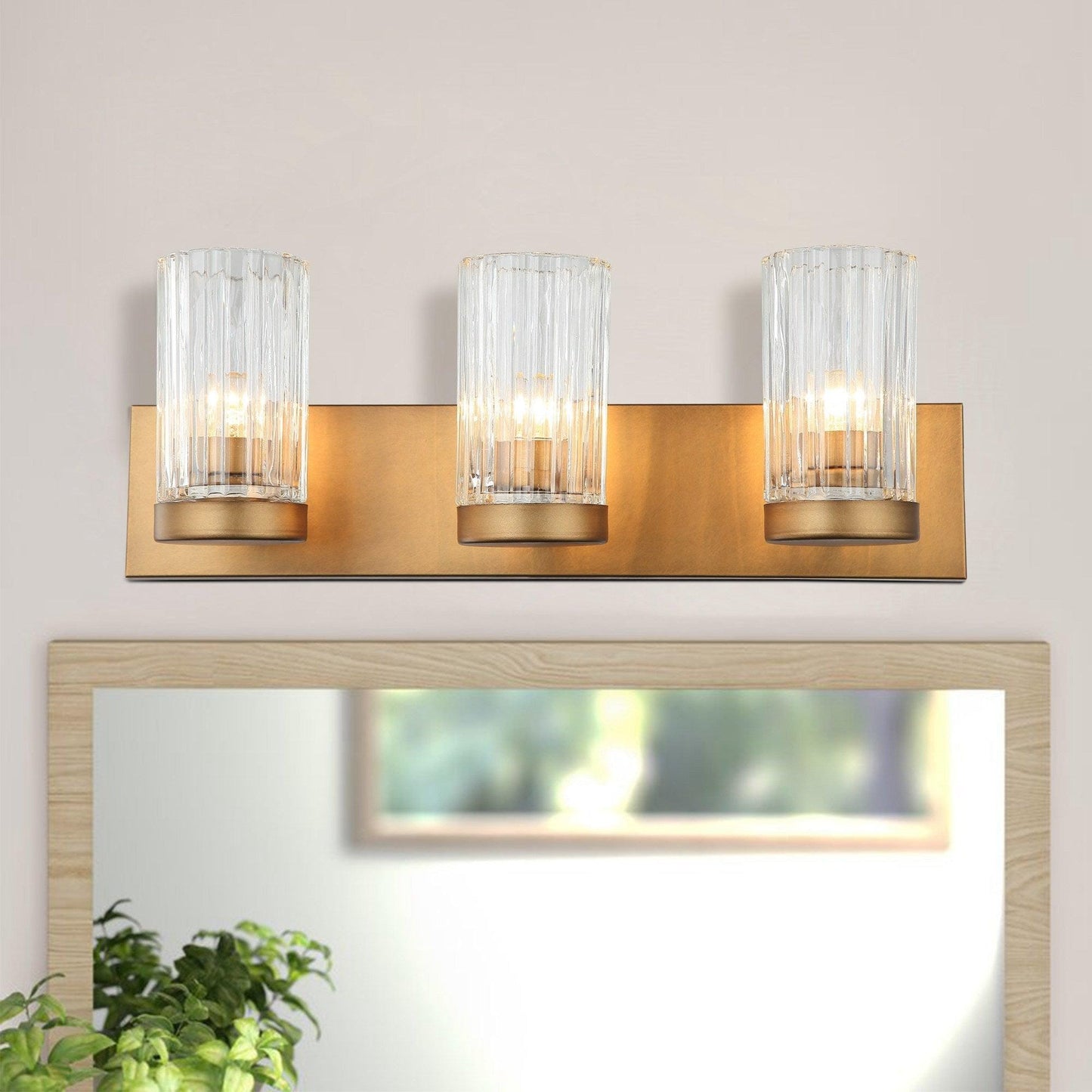 3-Light Golden Vanity Wall Lighting