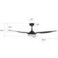 Carro USA Fletcher 60 inch 3-Blade Smart Ceiling Fan with LED Light Kit & Remote