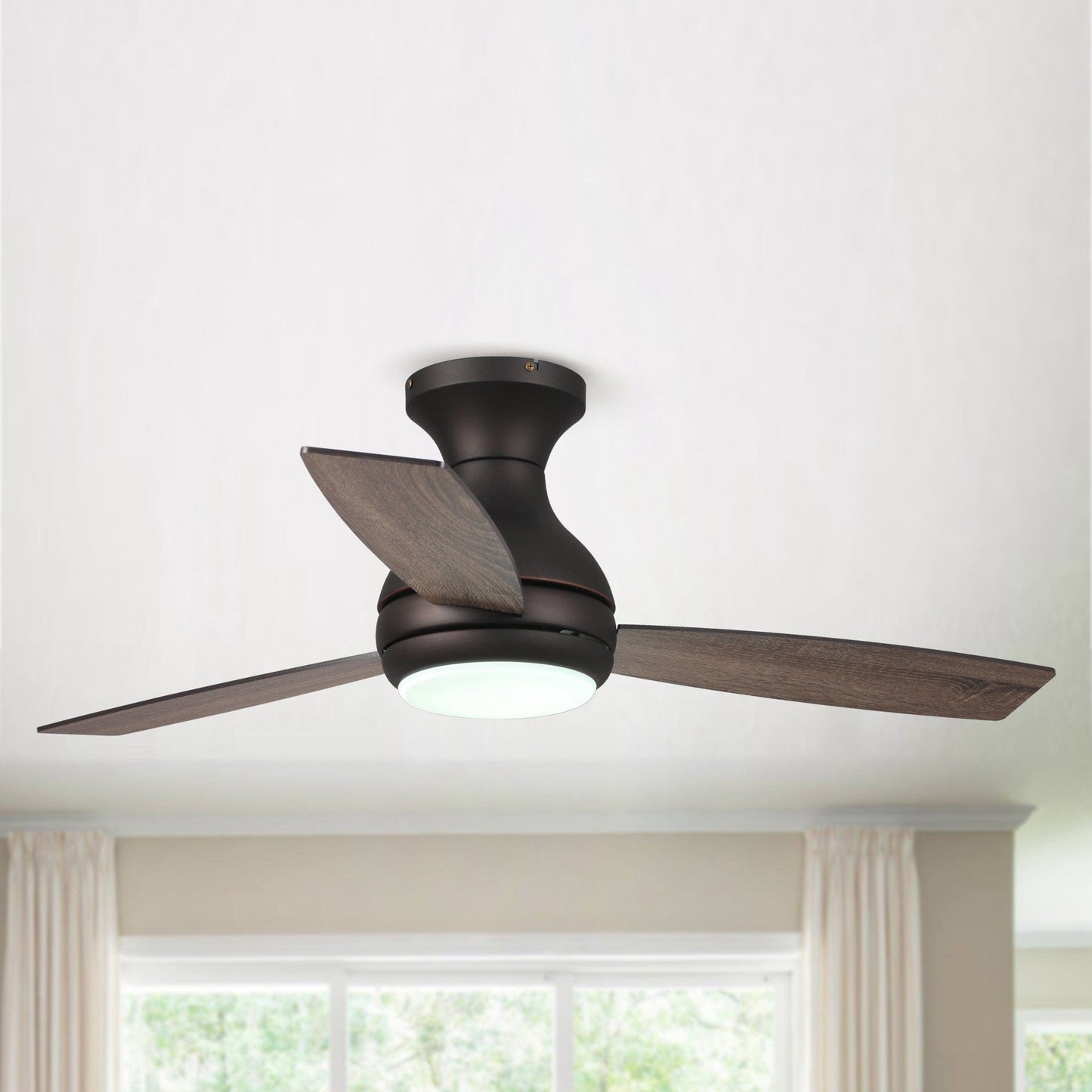 Parrot Uncle 48" Beckette Modern Flush Mount Reversible Ceiling Fan with Lighting and Remote Control