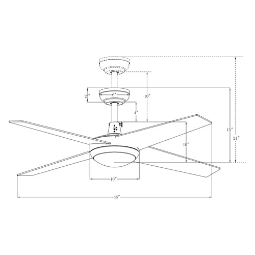 Carro USA Neva 48 inch 4-Blade Smart Ceiling Fan with LED Light Kit & Smart Wall Switch