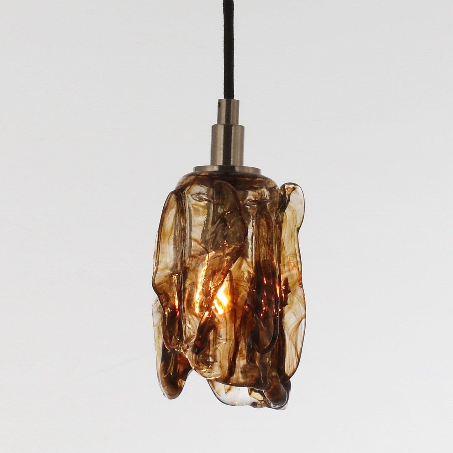 1-Light Rustic Saddlebrown Glass Pendant Lighting