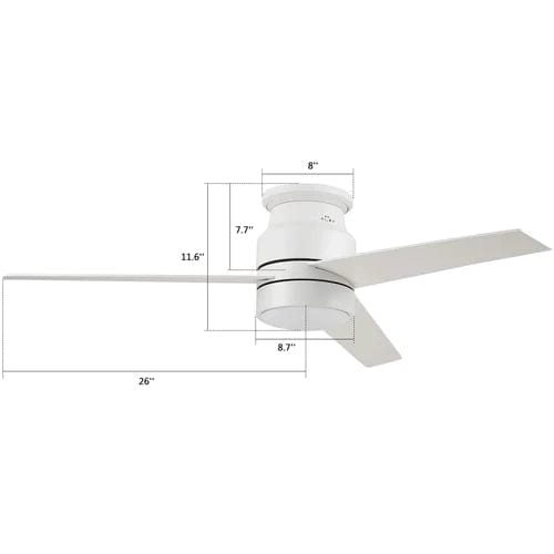 Carro USA Raiden 52 inch 3-Blade Flush Mount Smart Ceiling Fan with LED Light Kit & Smart Wall Switch