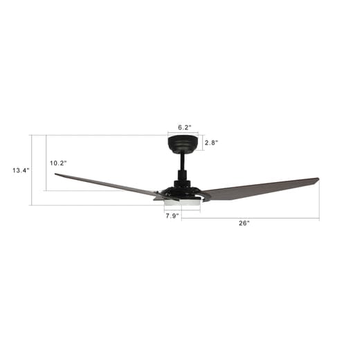 Carro USA Kaj 52 inch 3-Blade Smart Ceiling Fan with LED Light Kit & Remote