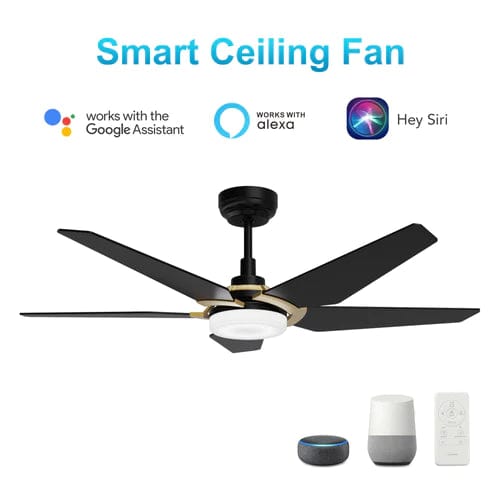 Carro USA Woodrow 52 inch 5-Blade Smart Ceiling Fan with LED Light Kit & Remote