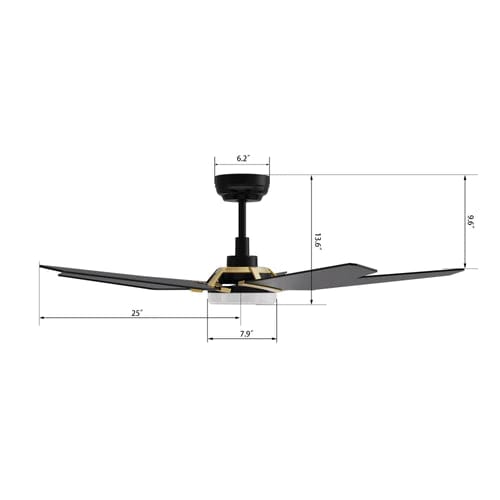 Carro USA Woodrow 52 inch 5-Blade Smart Ceiling Fan with LED Light Kit & Remote