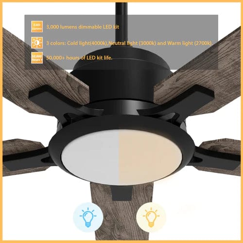Carro USA Espear 56 inch 5-Blade Smart Ceiling Fan with LED Light Kit & Remote