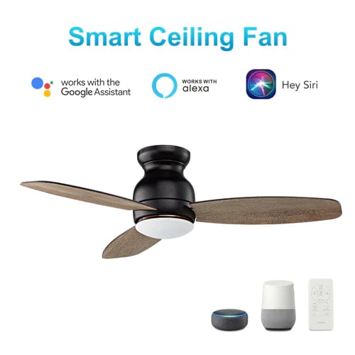 Carro USA Trento 44 inch 3-Blade Flush Mount Smart Ceiling Fan with LED Light Kit & Remote