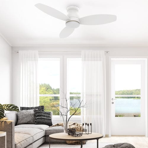 Carro USA Trento 44 inch 3-Blade Flush Mount Smart Ceiling Fan with LED Light Kit & Remote
