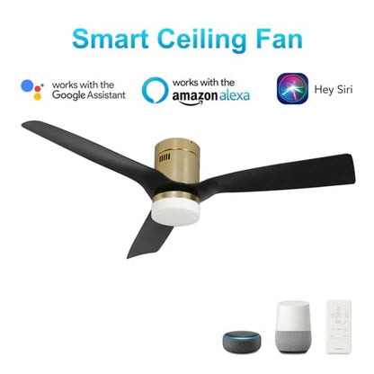 Carro USA Spezia 48 inch 3-Blade Flush Mount Smart Ceiling Fan with LED Light Kit & Remote