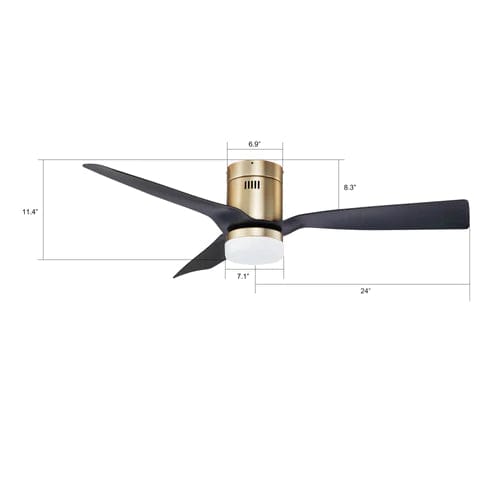 Carro USA Spezia 48 inch 3-Blade Flush Mount Smart Ceiling Fan with LED Light Kit & Remote
