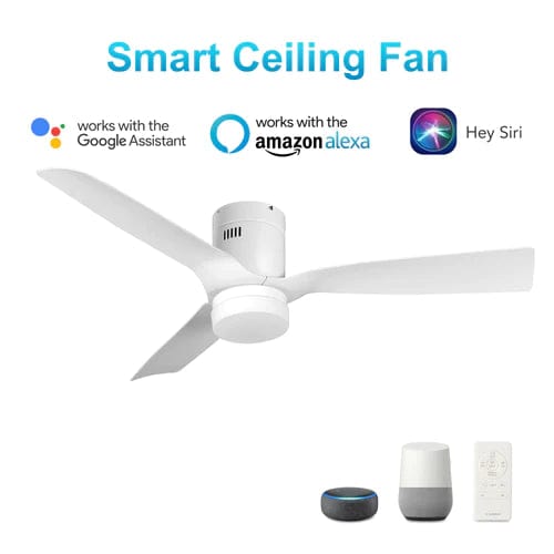 Carro USA Spezia 48 inch 3-Blade Flush Mount Smart Ceiling Fan with LED Light Kit & Remote