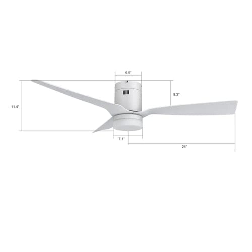 Carro USA Spezia 48 inch 3-Blade Flush Mount Smart Ceiling Fan with LED Light Kit & Remote