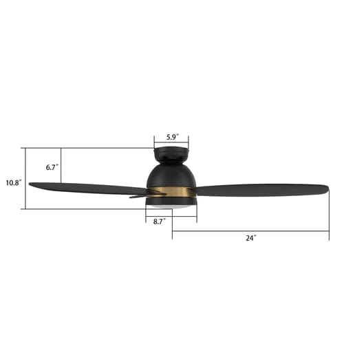 Carro USA Fremont 48 inch 3-Blade Flush Mount Smart Ceiling Fan with LED Light Kit & Remote