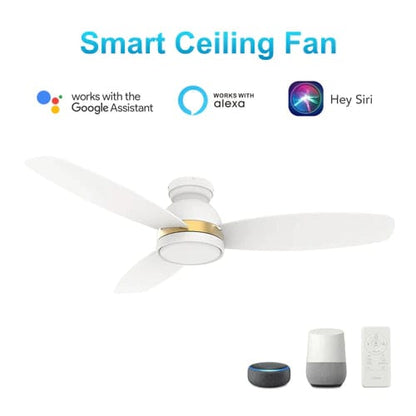 Carro USA Fremont 48 inch 3-Blade Flush Mount Smart Ceiling Fan with LED Light Kit & Remote